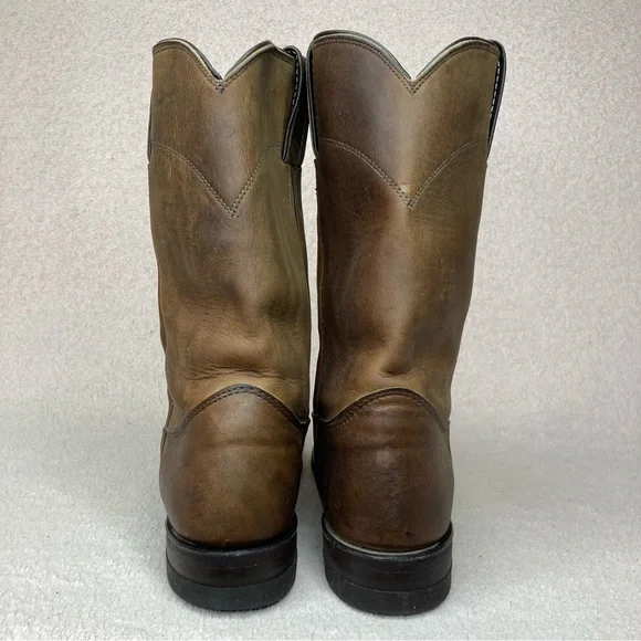 Justin Leather Western Cowboy Roper Boots Women’s 7.5 Brown Southwestern Rodeo - Picture 6 of 14